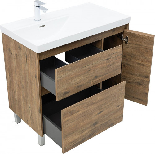 Тумба под раковину Aquanet Nova Lite 2.0 90 L 346346 цвет Дуб рустикальный