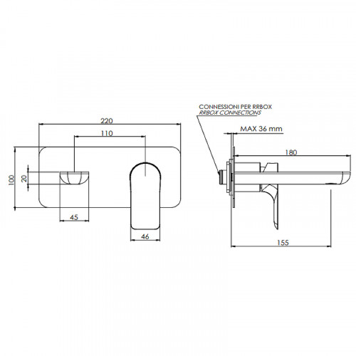 Смеситель для раковины Remer Infinity i15KB Хром латунь встраиваемый