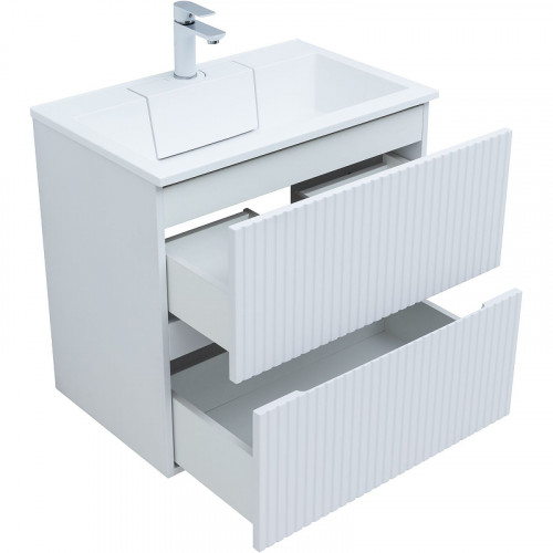 Тумба под раковину Aquanet Джейн 70 313285 подвесная Белая матовая МДФ / ЛДСП