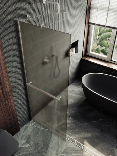 Душевая перегородка Maybah Glass MGD-722-5ш 690x1950 в широком профиле Хром матовый стекло бронзовое матовое