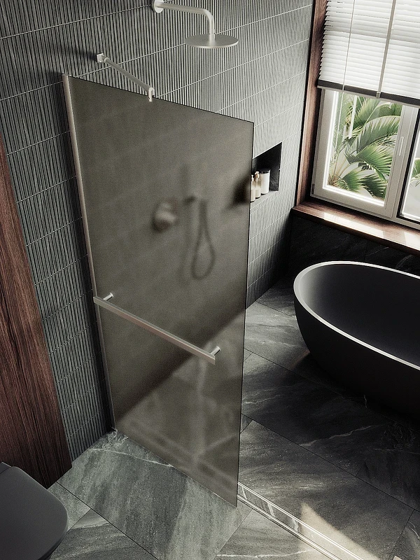Душевая перегородка Maybah Glass MGD-722-5ш 690x1950 в широком профиле Хром матовый стекло бронзовое матовое