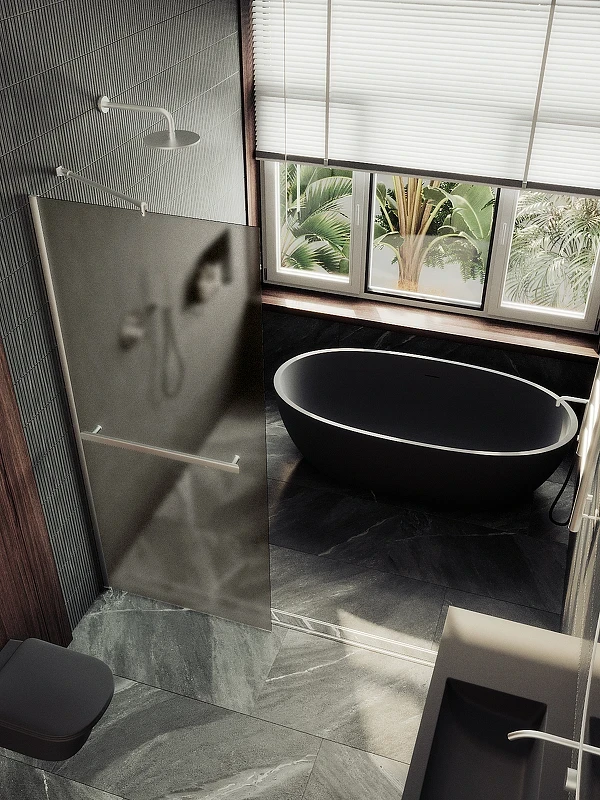 Душевая перегородка Maybah Glass MGD-722-5ш 690x1950 в широком профиле Хром матовый стекло бронзовое матовое
