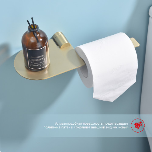 Держатель туалетной бумаги Raglo R300.03.03 с полкой Золото матовое