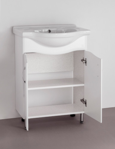 Тумба под раковину Style Line Эко Волна 9 Байкал 60 Белый глянец МДФ / ЛДСП