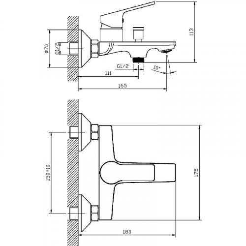 Смеситель для ванны ESKO Saint-Petersburg SPb 54 Хром латунь на стену