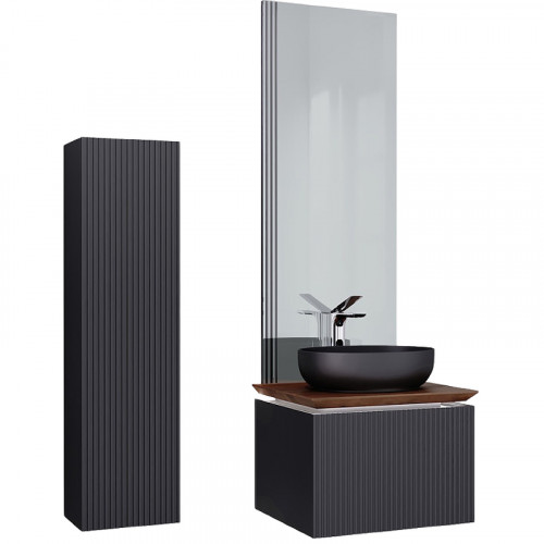 Шкаф пенал Jorno Strong 33 Str.04.130/P/A подвесной Антрацит МДФ / ЛДСП