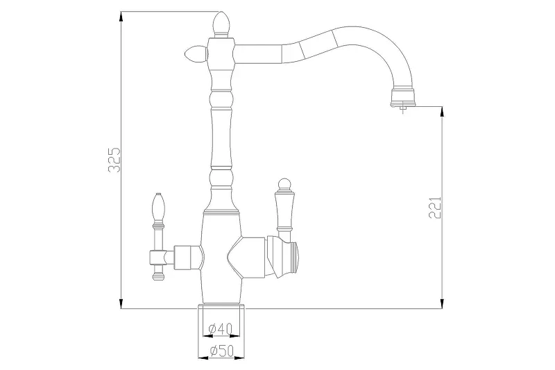 Смеситель для кухни ZorG Steel Hammer SH 812 SATIN Сатин латунь на столешницу