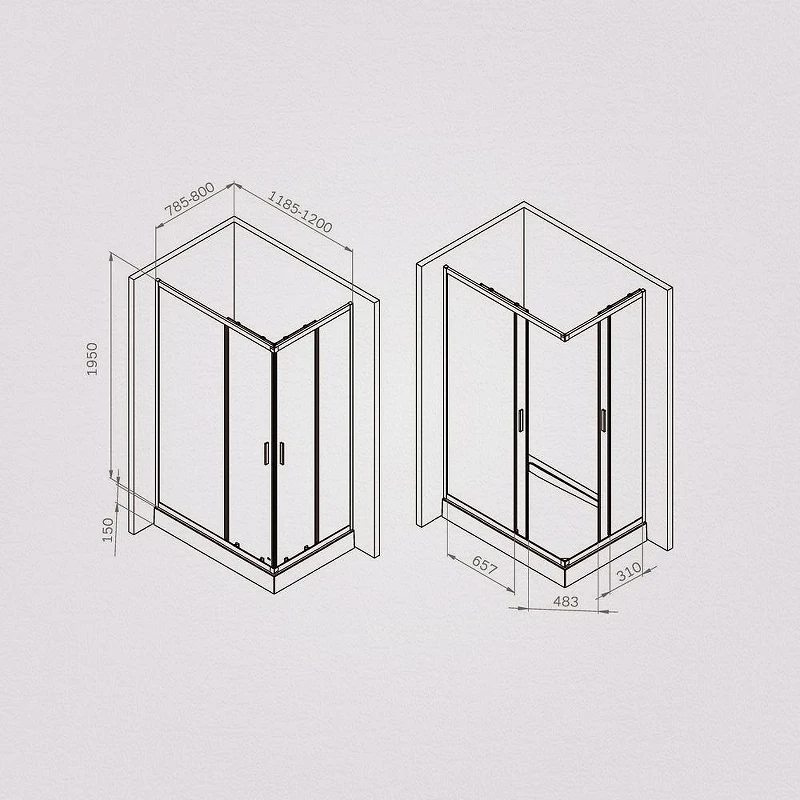 Душевой уголок AM.PM Gem 120x80 W90G-403-120280-MT профиль Хром матовый стекло прозрачное