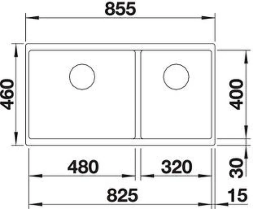 Кухонная мойка Blanco Subline 480/320-U 523585 Темная скала искусственный камень (литьевой мрамор) встраиваемый