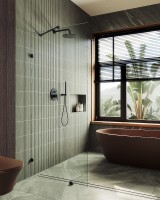 Душевая перегородка Maybah Glass MGD-259-6 790x1950 коннектор стена-стекло Черный стекло прозрачное