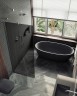 Душевая перегородка Maybah Glass MGD-693-5у 890x1950 в узком профиле Хром матовый стекло графитовое