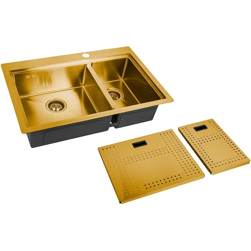 Кухонная мойка ZorG Master 78 ZM N-78-2-52-L BRONZE с накладками Бронза нержавеющая сталь встраиваемый