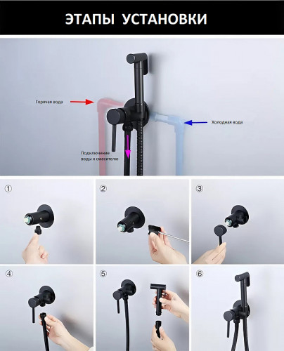 Гигиенический душ со смесителем Boch Mann Braies GR CK-P07GR BM10411 Серый матовый латунь встраиваемый