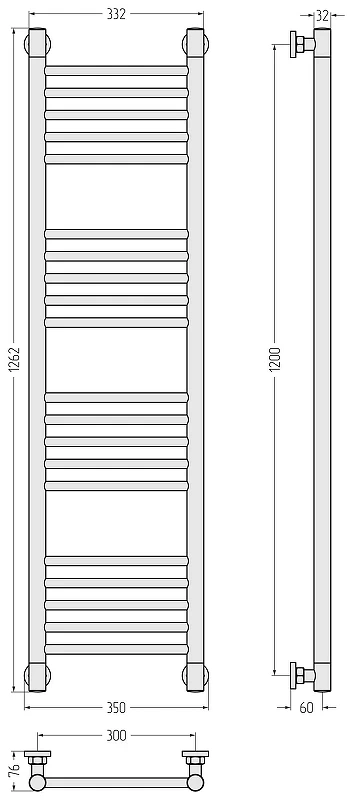 Водяной полотенцесушитель Сунержа Богема+ прямая 120x30 071-0220-1230 цвет Сатин