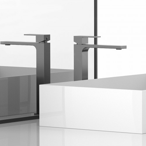 Смеситель для раковины Vincea Cube VBF-1C02GM Вороненая сталь латунь