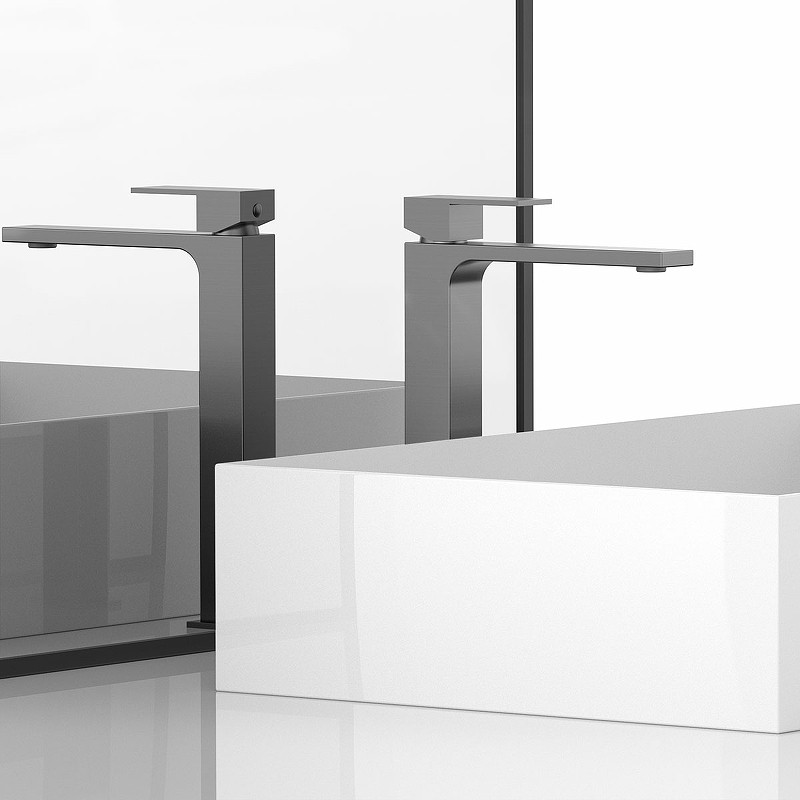 Смеситель для раковины Vincea Cube VBF-1C02GM Вороненая сталь латунь