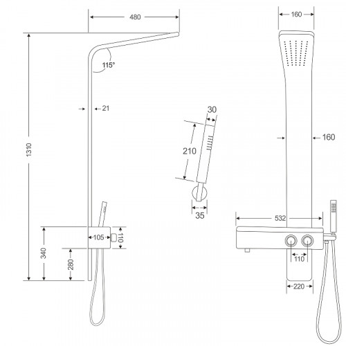 Душевая панель Ceruttispa Barbaria B CT9657 Черная