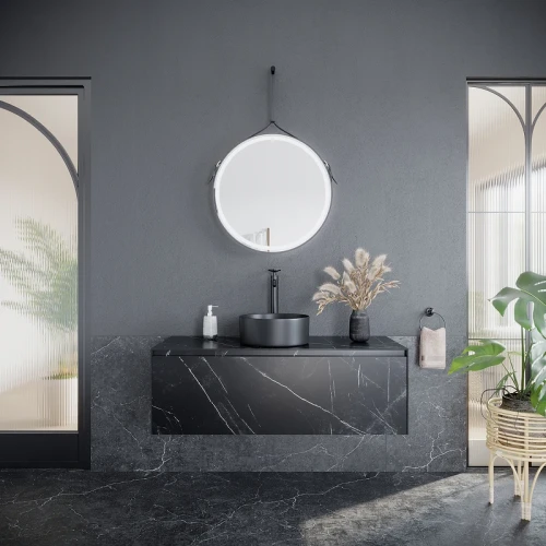 Тумба под раковину Sancos Stone 120 ST120NM подвесная Nero Marquina МДФ / ЛДСП