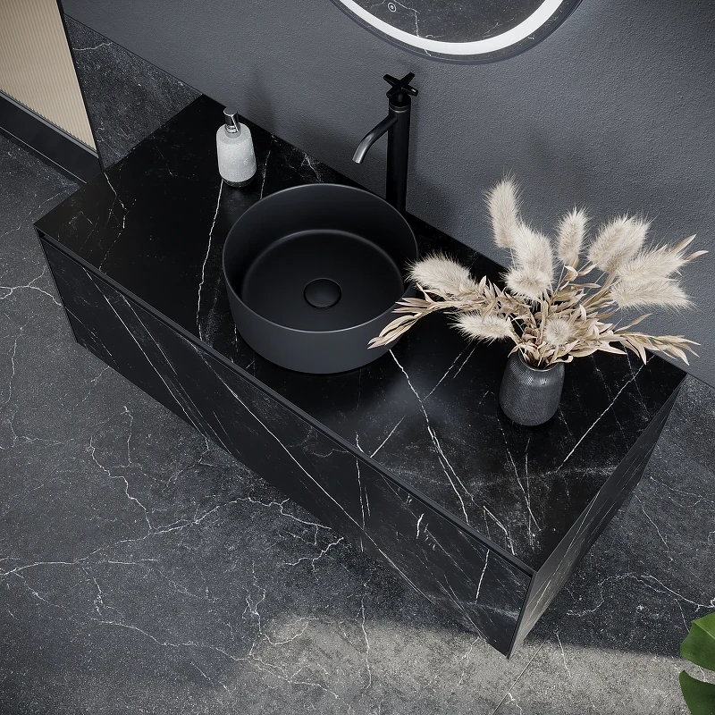 Тумба под раковину Sancos Stone 120 ST120NM подвесная Nero Marquina МДФ / ЛДСП
