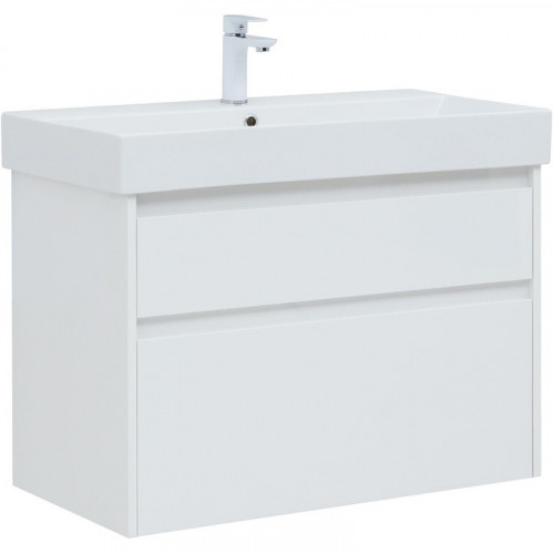 Тумба под раковину Aquanet Nova Lite 85 249936 подвесная Белый глянец МДФ / ЛДСП