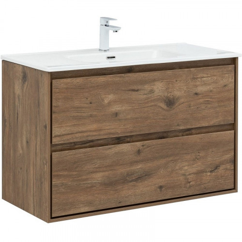 Тумба под раковину Aquanet Милан 100 336380 подвесная Дуб рустикальный МДФ / ЛДСП