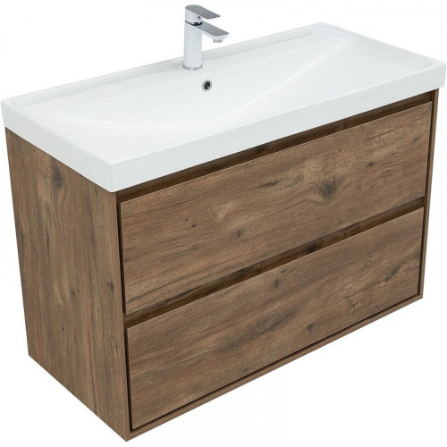 Тумба под раковину Aquanet Милан 100 336380 подвесная Дуб рустикальный МДФ / ЛДСП