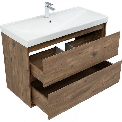 Тумба под раковину Aquanet Милан 100 336380 подвесная Дуб рустикальный МДФ / ЛДСП