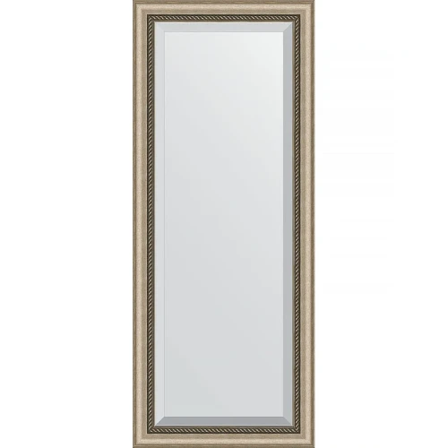 Зеркало Evoform Exclusive 143х58 BY 1162 с фацетом в багетной раме - Состаренное серебро с плетением 70 мм стекло