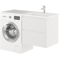Тумба с раковиной Creto Cafor 130 R 19-W130R подвесная Белый глянец МДФ / ЛДСП