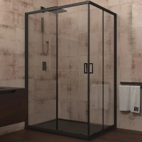 Душевой уголок Veconi Rovigo RV-14 100x80 RV14-10080-01-C5 профиль Черный матовый стекло прозрачное