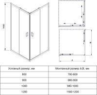 Душевой уголок Veconi Rovigo RV-14 100x80 RV14-10080-01-C5 профиль Черный матовый стекло прозрачное