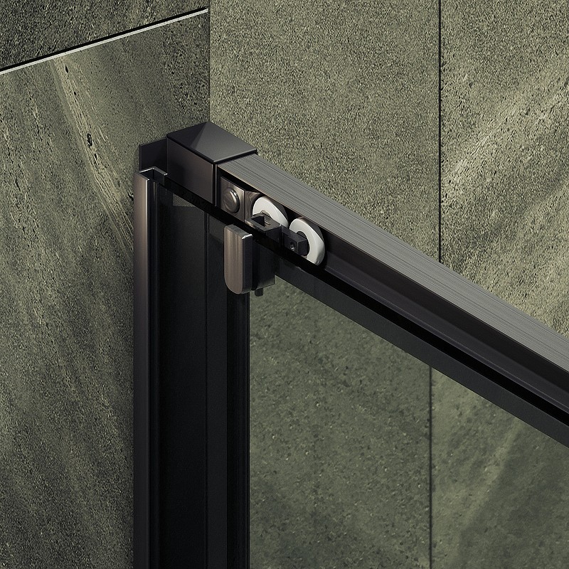 Душевая дверь Maybah Glass MGD-1277-6 1500x1950 раздвижная профиль Черный стекло прозрачное