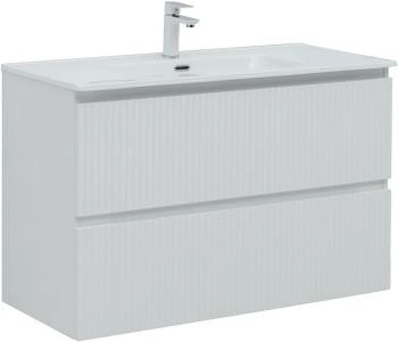 Тумба с раковиной Aquanet Джейн 2.0 100 378312 подвесная цвет Белый сатин