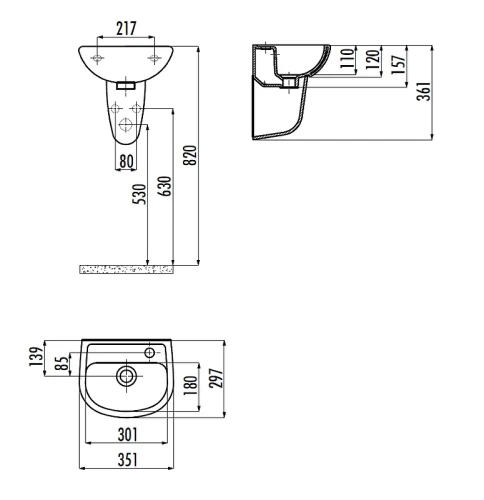 Раковина Creavit Oval TP135-00CB00E-0000 цвет Белый