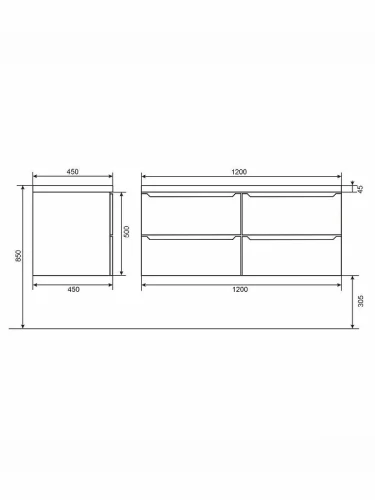 Тумба с раковиной Uperwood Tanos 120 229111020233 подвесная цвет Белый матовый Графит матовый