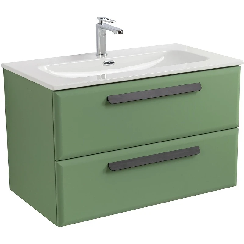 Тумба под раковину Cezares Eco-Cer-N 80 ECO-CER-N-800-2C-SO-PS-P подвесная Фисташковый Софт без ручек МДФ / ЛДСП