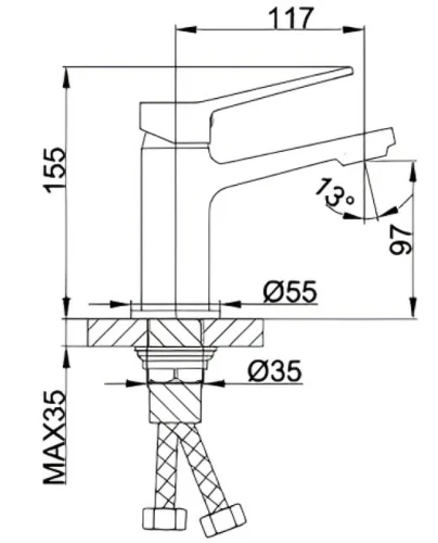 Смеситель для раковины Frap H62 F1062 Черный матовый