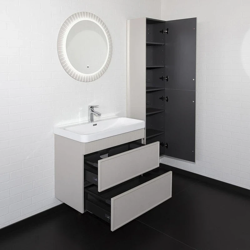 Тумба с раковиной Comforty Мадрид 80 00-00021782 подвесная цвет Серый шелк