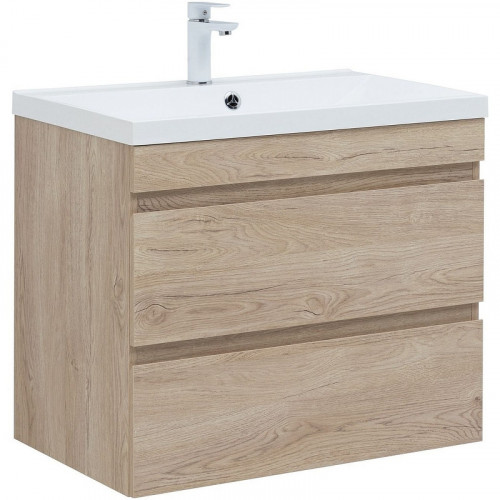Тумба под раковину Aquanet Нота New 75 334198 подвесная Дуб светлый МДФ / ЛДСП