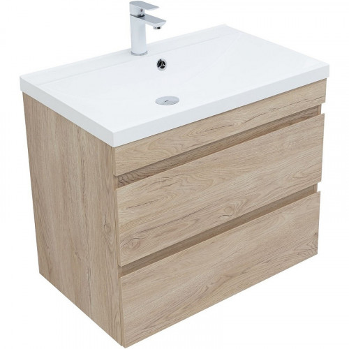 Тумба под раковину Aquanet Нота New 75 334198 подвесная Дуб светлый МДФ / ЛДСП
