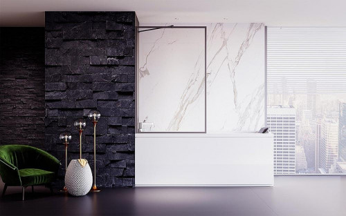 Шторка на ванну Veconi Palau PL-85GR 60 PL85GR-60-01-C8 профиль Графит брашированный стекло прозрачное