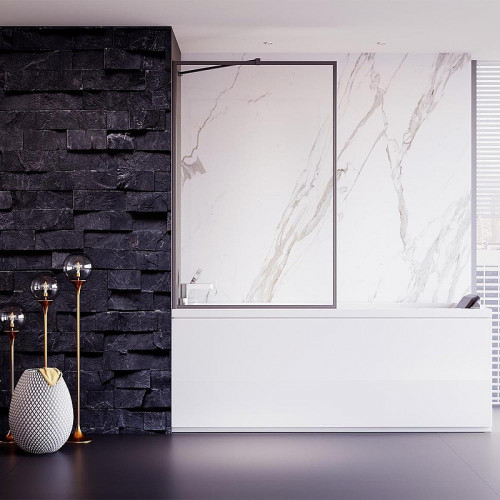 Шторка на ванну Veconi Palau PL-85GR 60 PL85GR-60-01-C8 профиль Графит брашированный стекло прозрачное