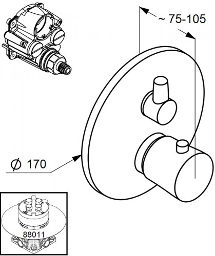 Смеситель для душа Kludi Balance 528358775 Черный Хром латунь встраиваемый