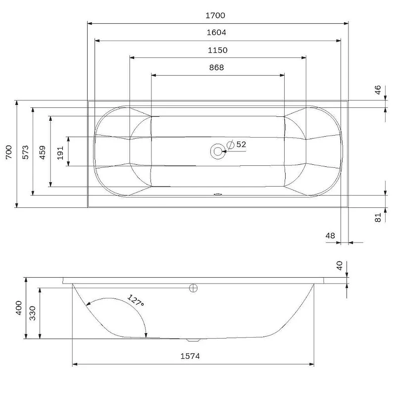 Акриловая ванна AM.PM Above 170х70 W9XA-170-070W-A цвет Белый
