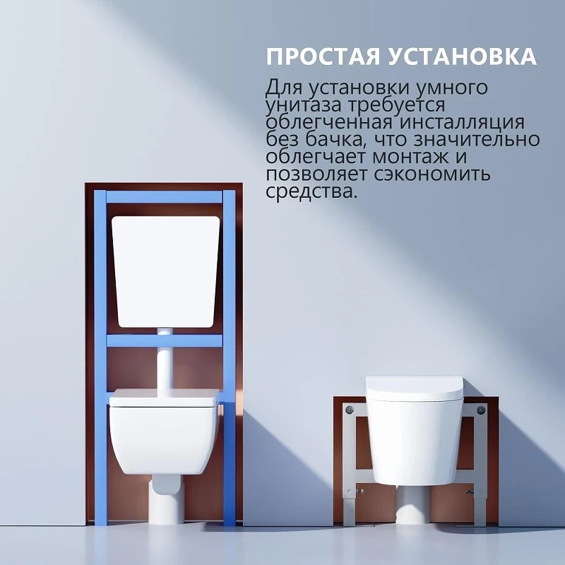 Комплект унитаза биде с инсталляцией Abber Bequem AC1120S-AC0101P2 цвет Белый с сиденьем Микролифт