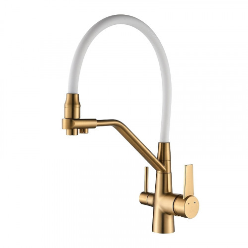Смеситель для кухни Rose R558G цвет Золотой сатин Белый