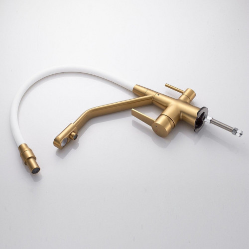 Смеситель для кухни Rose R558G цвет Золотой сатин Белый