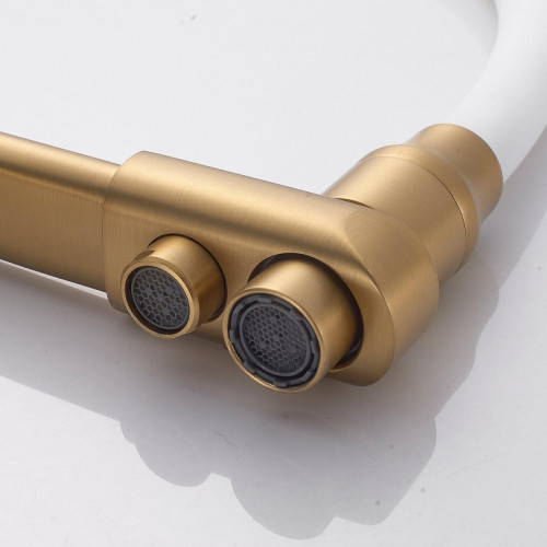 Смеситель для кухни Rose R558G цвет Золотой сатин Белый