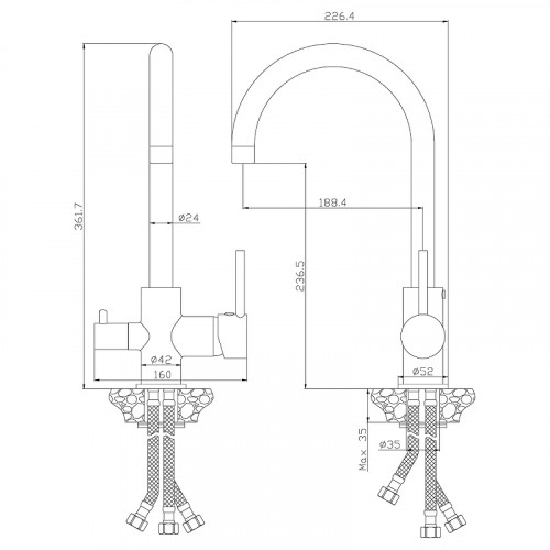 Смеситель для кухни Rossinka Z35-28