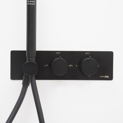 Смеситель для душа WasserKRAFT Elbe 7488 Thermo с термостатом Черный латунь встраиваемый